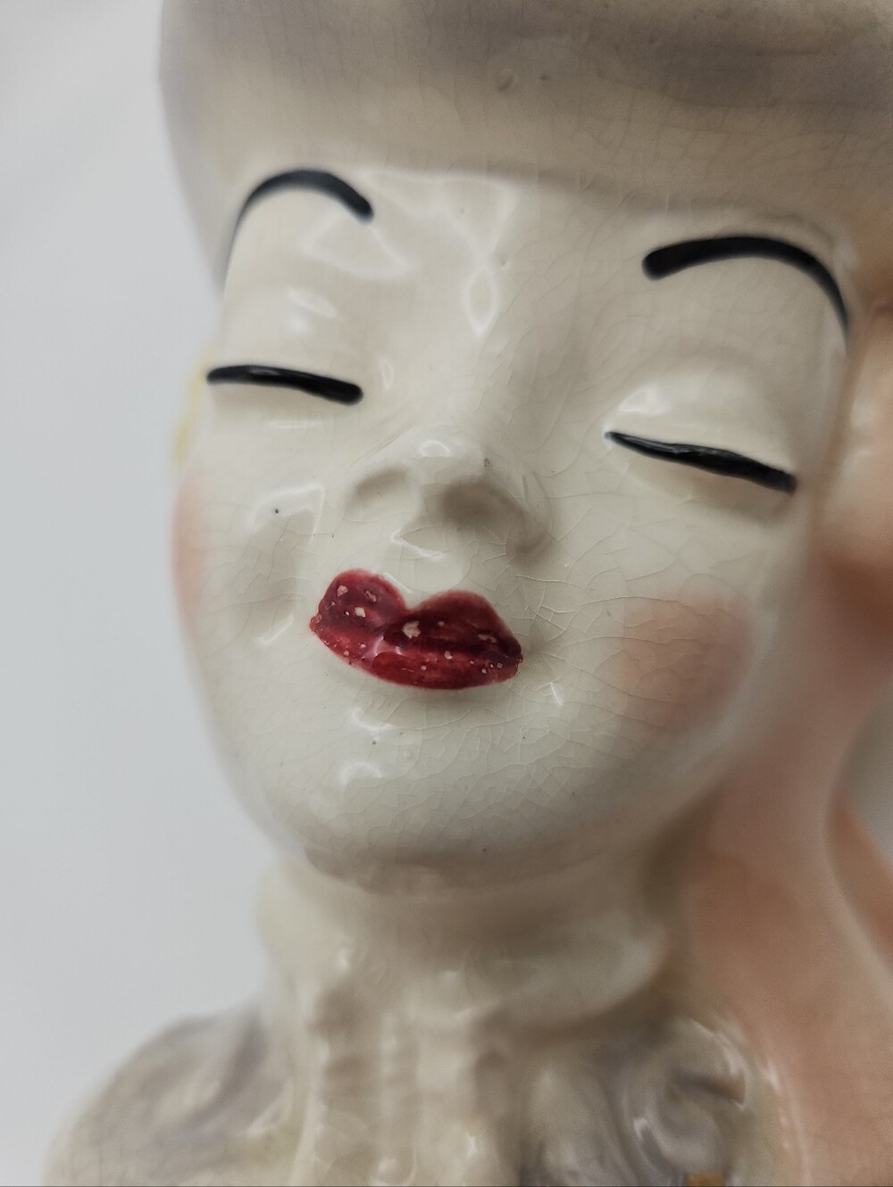 Vintage Lady Head Vase Riding Outfit Hat 6.5" Unmarked - Picture 7 of 9